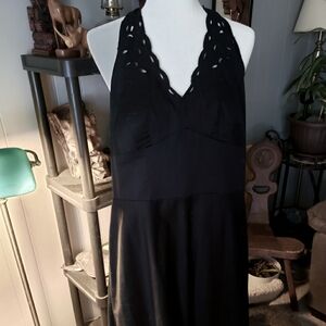 Black cotton halter summer dress